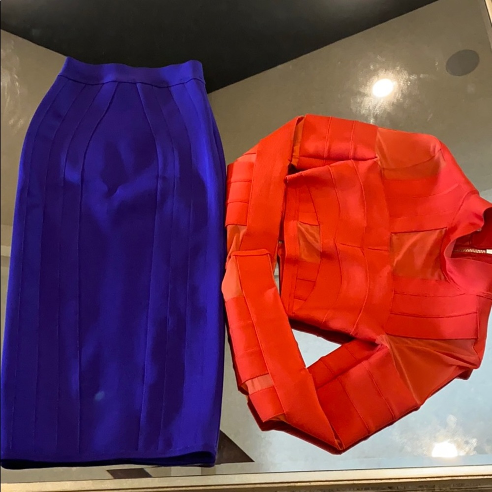 Multi colored top and Skirt Set